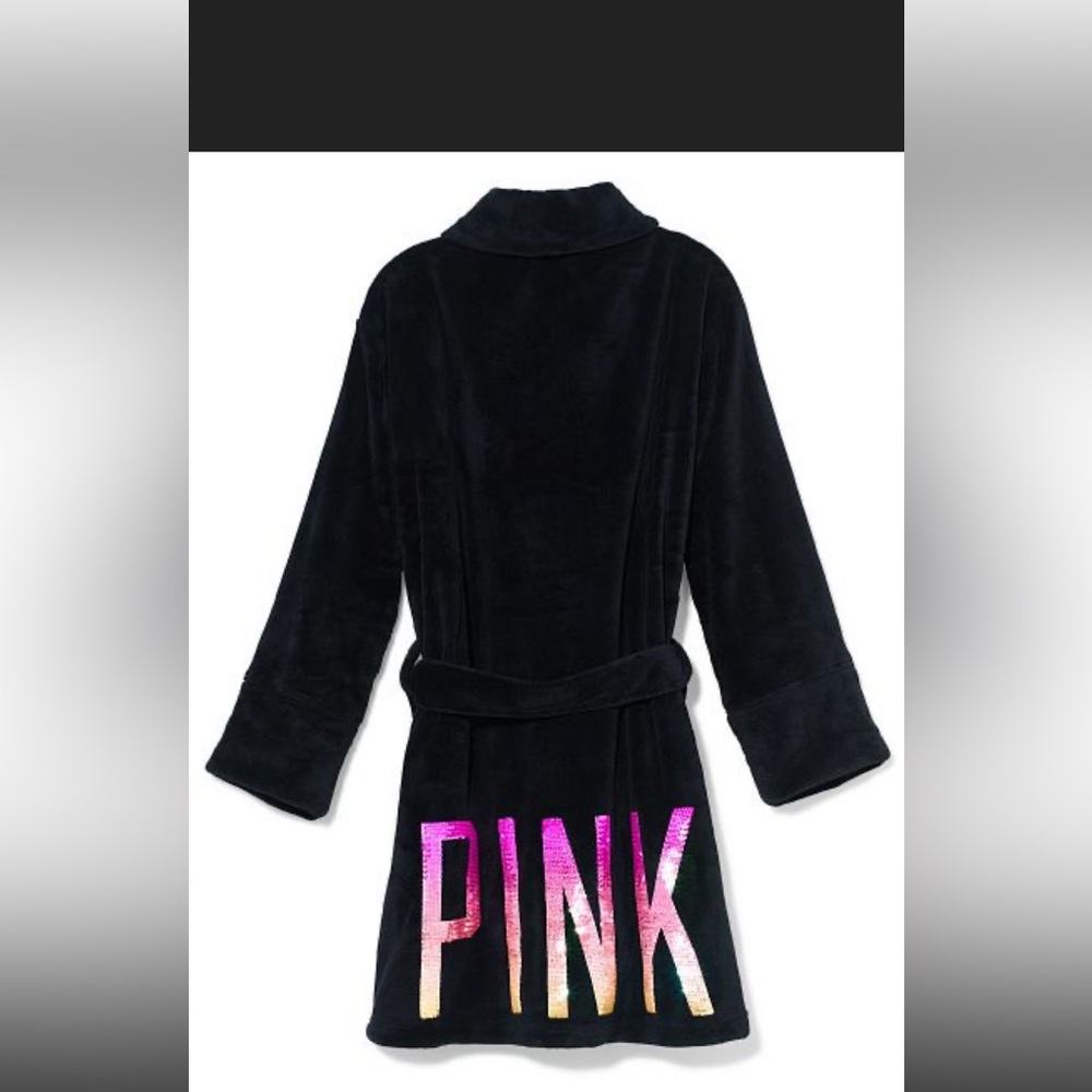 PINK Victoria's Secret Black Cozy Robe